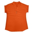 thumbnail image 4 of 2025 Women Spring Summer Clothing Button Up Top Solid Button Back Ruffled Coffee T Shirts for Women Trim Blouse Casual Short Button Down Tunics for Women Sleeve Blouse, 4 of 4