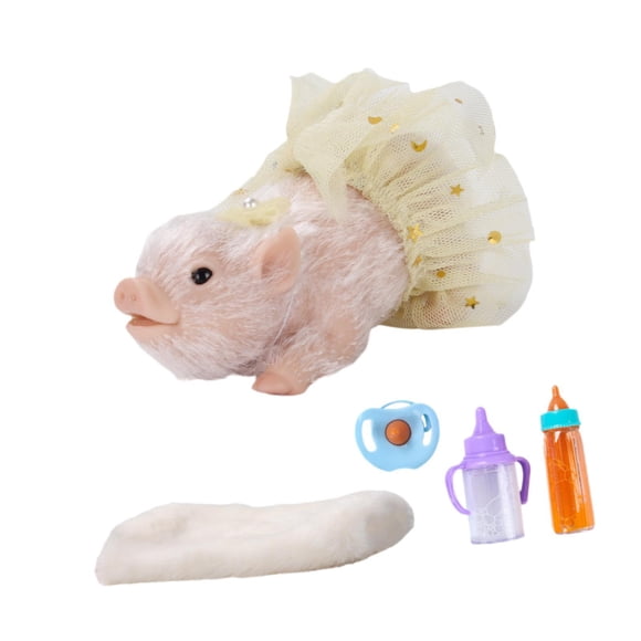 Siruishop Cochon en Silicone Réaliste Mini Piggy Jouet pour Garçons Filles Enfants Ensemble de Robe Jaune de la Saint-Valentin