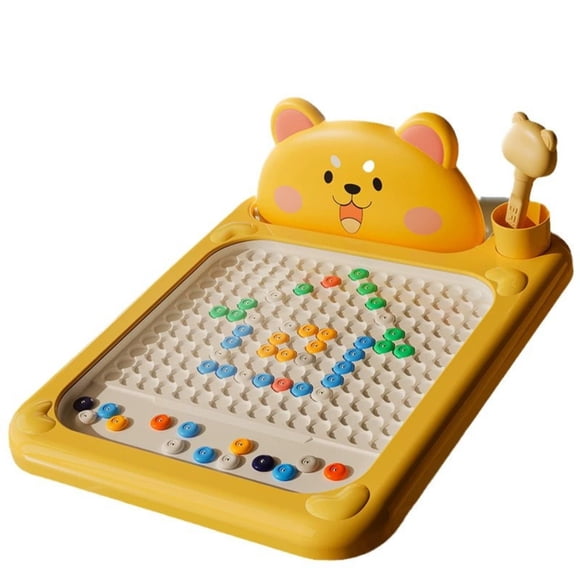 Magnetic Drawing Board for Kids with Shiba Bear Design, ABS Material, Interactive Bead Pen, and Pattern Guide