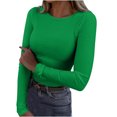 thumbnail image 1 of FAIWAD Women's Knit Long Sleeve Crop Tops Round Neck Basic Fall Winter Slim Stretch Ribbed Knit Top, 1 of 5