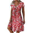 thumbnail image 1 of jovati Robe d'Été pour Femmes Aguichant Mode Femmes Décontractée Aguichant à Col en V Imprimée Robe d'Été à Manches Courtes Robe d'Été pour Femmes avec Manches Robe d'Été avec Manches pour Femmes, 1 of 2