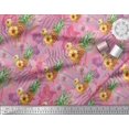 thumbnail image 2 of Soimoi Pink polyester Crepe Fabric Lily & Pine Fruits Decor Fabric Printed Yard 52 Inch Wide, 2 of 3