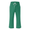 thumbnail image 4 of Penkiiy Pantalon Capri Extensible Léger à Taille Haute pour Femmes avec Poches, Vert, m, 4 of 5