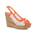 thumbnail image 1 of BLISSFUL STEP Women's Shoes Floral Lace Platform Peep Toe Wedge Heel Sandals Orange Flower 6, 1 of 7