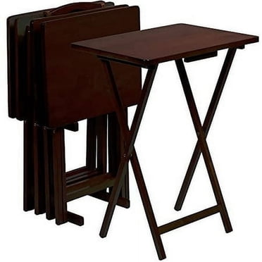 PJ Wood Plateau Télé Pliant 5 Pcs et Table à Collation - Espresso