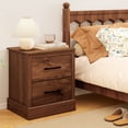 thumbnail image 2 of Gymax Set of 2 Drawer Nightstand Bedside Table Compact Sofa End Table Rustic Walnut, 2 of 10