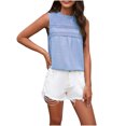 thumbnail image 1 of AherBiu Camisole pour Femmes Boho Décontractée Col Rond Imprimé Ajouré Sans Manches Dos Goutte Lacée Camis de Vacances, 1 of 7
