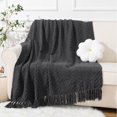 thumbnail image 3 of Battilo Grey Throw Blanket for Couch, Knitted Herringbone Throw 50'' x 60'', Super Soft Cozy Warm Throws for Living Room Chair Bed Sofa Home Decor, 3 of 6