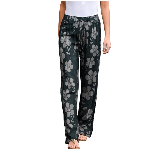 Pantalon Long Décontracté d'Été pour Femmes, Imprimé, Bandage