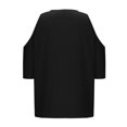 thumbnail image 4 of Liquidation! Hauts Grande Taille pour Femmes, Blouse à Manches Courtes d'Été pour Femmes, Mode Féminine Manches Courtes Col Rond Ample Épaules Dénudées Blouse, 4 of 5