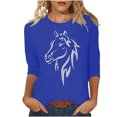 thumbnail image 2 of Baikeli Hauts pour Femmes Offres Hauts à Manches 3/4 pour Femmes Blouses Décontractées à Imprimé Animal d'Été Chandail Uni Ample T-Shirts à Col Rond pour Dames Hauts à Manches 3/4, 2 of 4