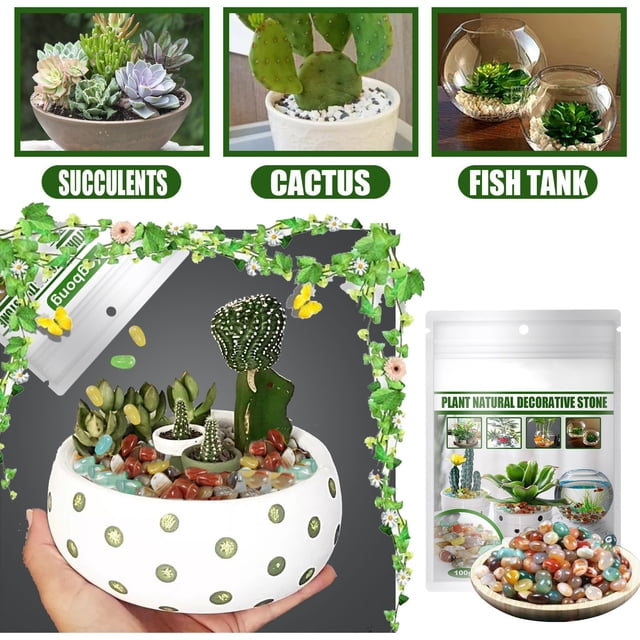 Assorted Stone Flower Pot Fish Tank Decoration Colorful Stone Plant Flower Pot Decorative Stone Succulent Paving Stone