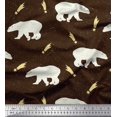 thumbnail image 1 of Soimoi Brown Modal Satin Fabric Falling Star & Polar Bear Animal Print Fabric by the Yard 42 Inch Wide, 1 of 1