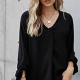 thumbnail image 4 of CEHVOM Mode Femmes Décontracté à Manches Longues Col en V Chemise Unie Chemise Ajustée pour Femmes Haut, 4 of 6