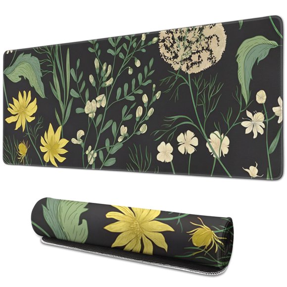 Tapis de Souris Fleurs de Jardin Élégant et Efficace - Base en Caoutchouc Douce et Antidérapante pour la Stabilité, Glisse Fluide, Résistant aux Éclaboussures, Design Personnalisé, Portable, Parfait pour PC, 31.5x11.8 Pouces