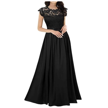 Pisexur Robe Vintage en Dentelle Florale pour Femme, Robe de Soirée Formelle, Col Montant Mi-Haut, Couture en Mousseline, Robe Maxi de Soirée, Robe de Demoiselle d'Honneur Formelle pour Bal, Mariage, Fête de Noël