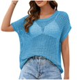 thumbnail image 1 of Yuyuzo Hauts Crochet pour Femmes Manches Courtes Chemises d'Été Col Rond Chandail Ajouré, 1 of 7