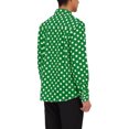 thumbnail image 3 of INSPIRE CHIC Men's Shirt Polka Dots Pattern Point Collar Long Sleeve Button Down Shirt 46 Dark Green, 3 of 6