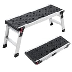 VEVOR Folding Work Platform, 35.8 x 12.2 in Aluminum Step Stool, 16.5 in Height, 500 lbs Load Capacity, Heavy Duty Platform Ladder with Locks, Portable Work Bench