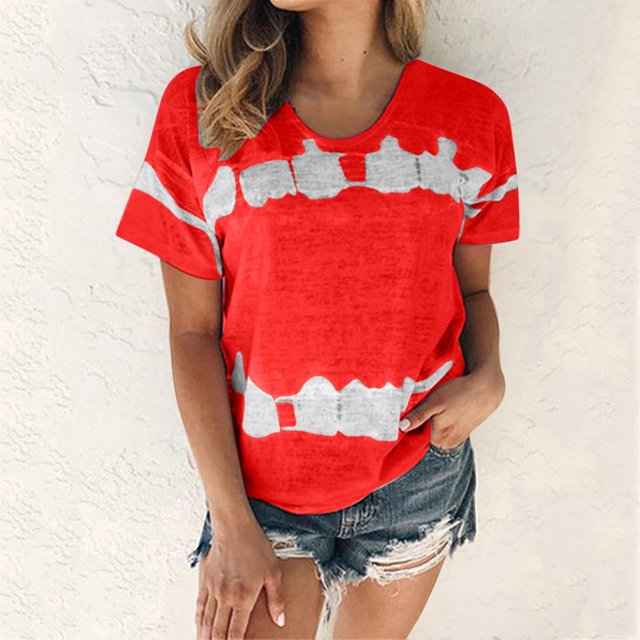 Wolfast T-Shirts pour Femmes Mode Femmes Mode T-Shirt Imprimé Manches Courtes Blouse Col Rond Hauts Décontractés Manches Courtes Blouses pour Femmes