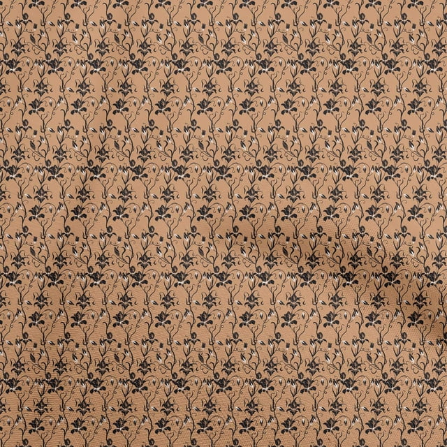 oneOone Polyester Lycra Orange Fabric Floral Sewing Material Print Fabric By The Yard 56 Inch Wide