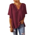 thumbnail image 1 of Timegard Womens Tops V Neck Drop Shoulder Short Sleeve Loose Comfy Solid Color Tops Tee Summer Beach, 1 of 6