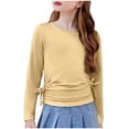 thumbnail image 3 of Sunnyoo T-Shirt Décontracté pour Filles Tout-Petits Manches Longues Col Rond Nœud Froncé, Tailles 3-14, 3 of 8