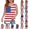 thumbnail image 1 of MKOSPLRT Débardeurs Filles Étoiles et Rayures Encolure Dégagée Sans Manches Débardeurs du 4 Juillet Amusants Rouges Blancs et Bleus Débardeurs Coupe Ample 5-14 Ans, 1 of 6