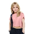 thumbnail image 2 of Plebaso Girls Workout Tops Long/Short Sleeve Open Back Shirts Kids Athletic Running Cropped Tees Tops, 2 of 6
