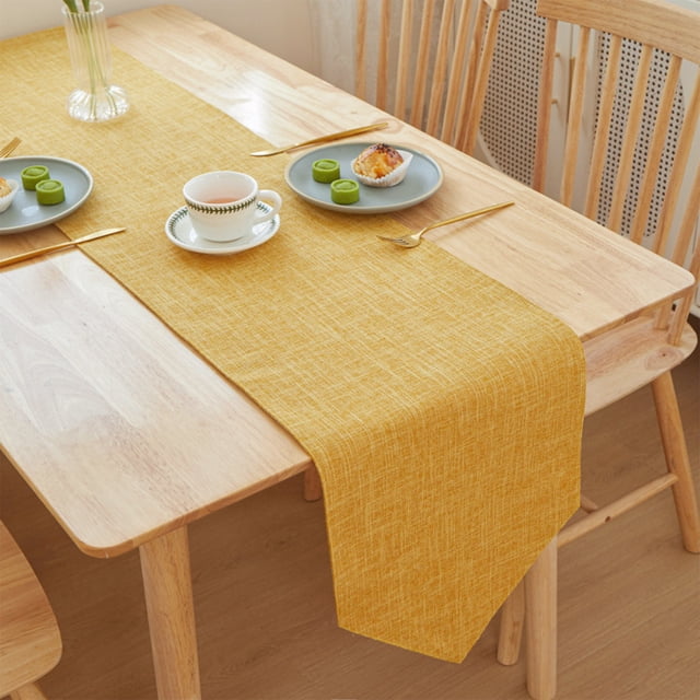JASKFLY Long Table Sheer Runner for Weddings & Parties Solid Color Linen Table Runner 30x210cm(120 -150cm Tables)Yellow