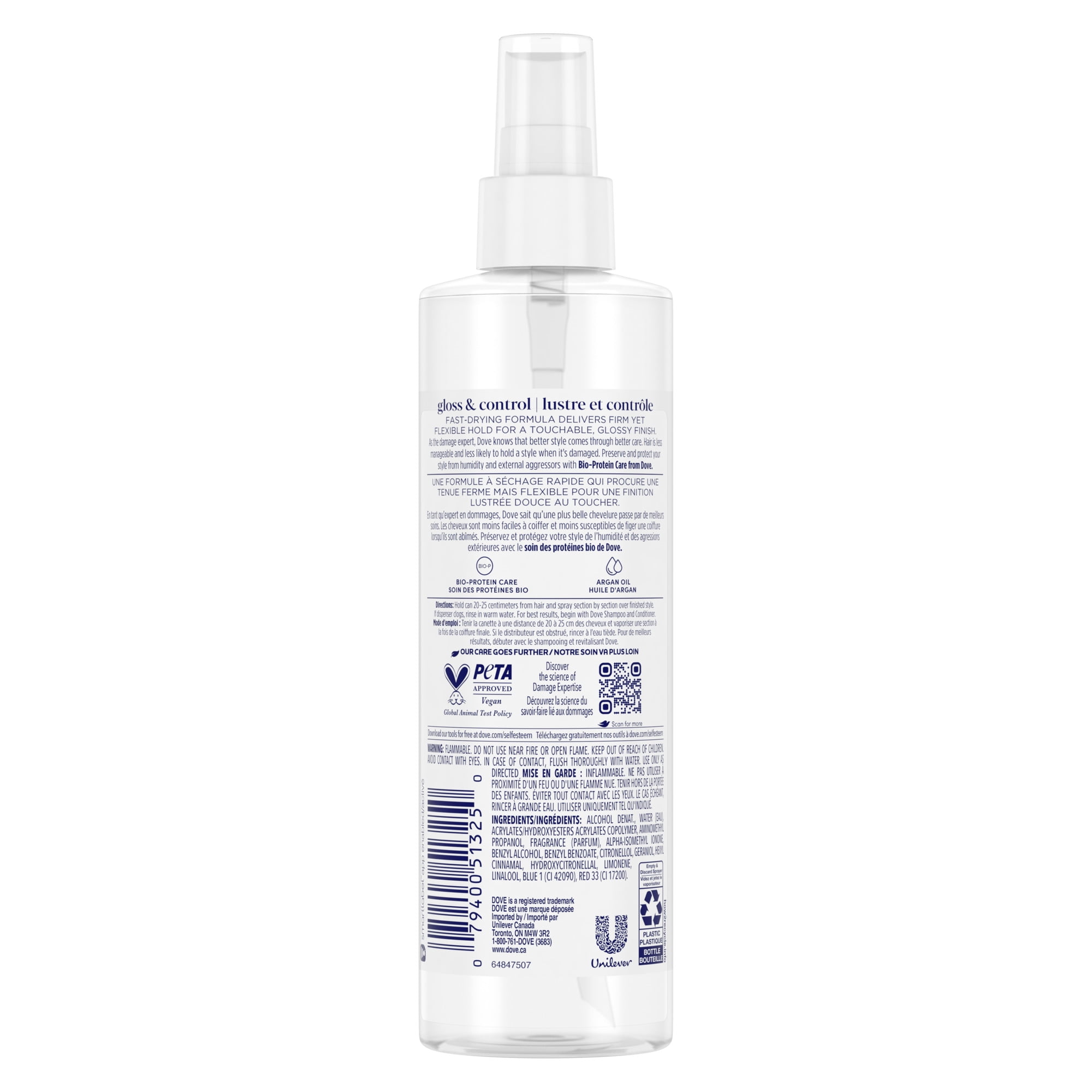 Dove Non-Aerosol Hairspray Gloss & Control Extra Strong Hold, 273 ml