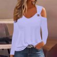 thumbnail image 2 of Yuyuzo Womens Tunic Tops Cold Shoulder Long Sleeve Shirts Loose Solid Color Lightweight Tee Tops, 2 of 5