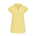 thumbnail image 4 of QIPOPIQ Womens Casual Short Sleeve Button Down Shirts V Neck Collared Shirt Tops Blouses with Pockets Clearance, 4 of 6