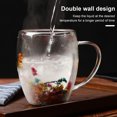thumbnail image 3 of Double Wall Glass Floral Mug 250ml/350ml Clear Aesthetic Drink Cup with Insulated Handle Real Flower Decoration Double Layered Heat Preserving Tumbler for Coffee Tea, 3 of 7