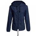 thumbnail image 5 of Veste de Printemps pour Femme, Veste Imperméable Mode, Manteau Isolé Coupe-Vent Extérieur (Bleu Foncé), 5 of 5