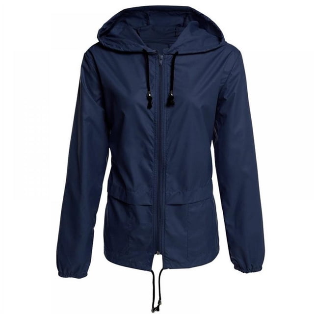 Veste de Printemps pour Femme, Veste Imperméable Mode, Manteau Isolé Coupe-Vent Extérieur (Bleu Foncé)
