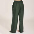 thumbnail image 4 of Timegard Cotton Linen Pants for Women Drawstring Elastic Waist Wide Leg Pants Lightweight Trousers with Pockets, 4 of 7