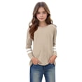 thumbnail image 4 of RXIRUCGD 2025 Vêtements d'Été pour Enfants T-shirt à Rayures Mode Mignon Col Rond Manches Longues, 4 of 6
