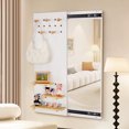 thumbnail image 1 of Hidden Wall Mirror  2 in 1 Full Length Mirror, Entryway Wall Mounted Cabinet with Sliding Pegboard Display Shelf for Entryway Bedroom Living Room Decorative, 1 of 8