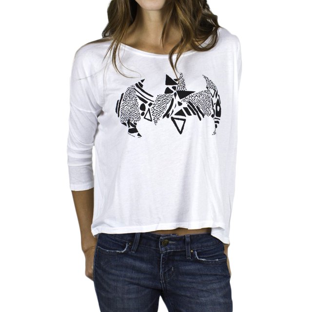 Batman - T-Shirt à Manches Longues pour Juniors Dolman avec Logo Croquis au Crayon