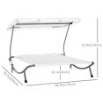thumbnail image 3 of Outsunny Chaise Longue Double de Patio avec Auvent Réglable - Ensemble de 1, Blanc Crème, 3 of 10