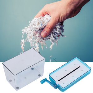 Tbest Mini Manuel bleu Shredder ABS Space Économiser l'opération facile entièrement transparent antidérapant design Petit papier Shredder, Manual Paper Shredster,Mini Déchiqueteuse de papier