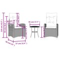 thumbnail image 4 of vidaXL 3 Piece Bistro Set with Cushions Black Poly Rattan, 4 of 5