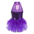 thumbnail image 2 of Linjinx Robe Tutu de Danse Ballet à Sequins Brillants pour Filles, Costume de Performance Jazz Latin Moderne Violet 10, 2 of 7