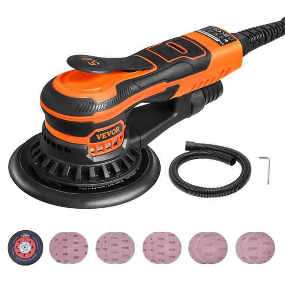 VEVOR Random Orbital Sander 6'' Palm Sander 10000 PRM 10 PCS Sandpapers 6 Speeds
