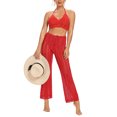 thumbnail image 3 of FOCUSNORM Women Hollow Out Pants Solid Color Elastic High Waist Trousers, 3 of 7