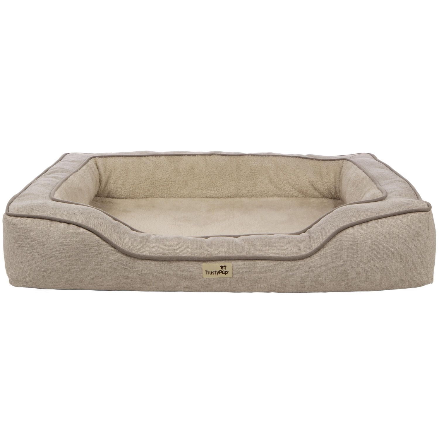 TrustyPup Bolstered Bliss Pet Bed, Dog Bed, Heather Basket Woven Brown