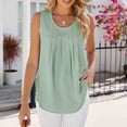 thumbnail image 2 of Birdeem T-Shirt Mode Femme Couleur Unie Col Rond Confortable Ample Sans Manches Blouse Décontractée, 2 of 12