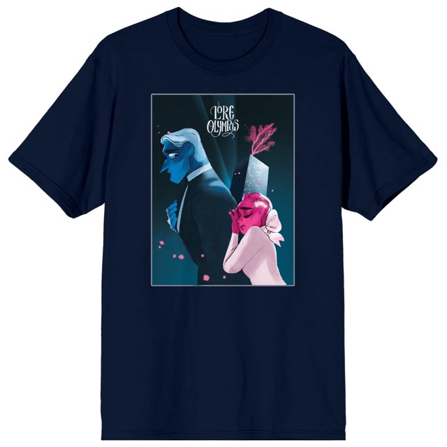 Lore Olympus Hades & Persephone Affiche Art Col Rond Manches Courtes T-shirt Homme Marine-Grand