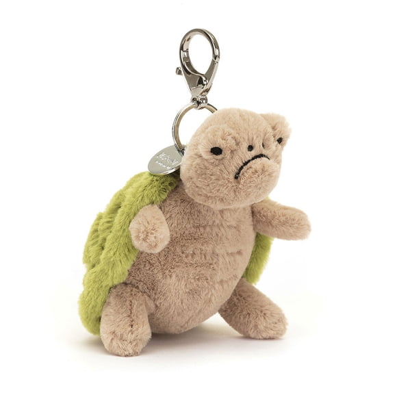 Jellycat Timmy Turtle Bag Charm, Green & Beige Plush Turtle Keychain for Bags & Backpacks